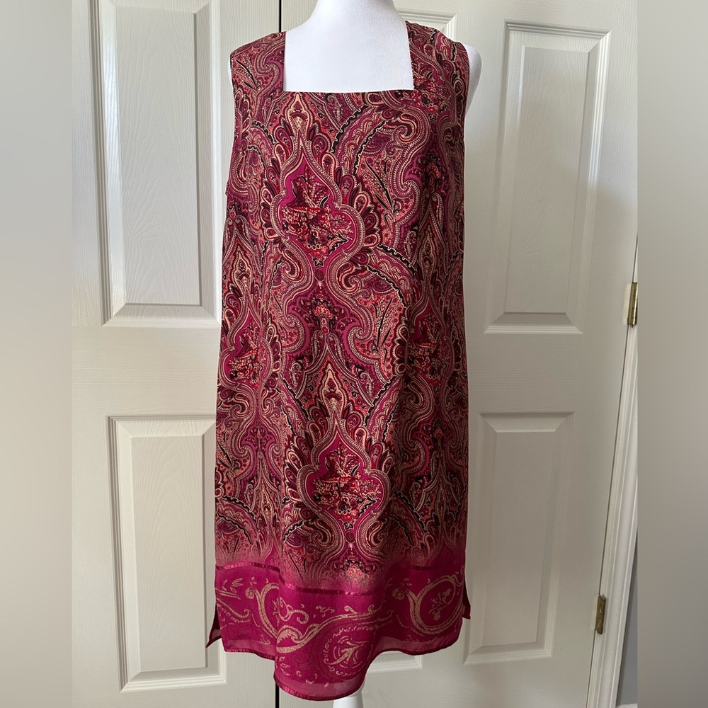 Boston Proper 100% Silk Paisley Print, lined, size 14